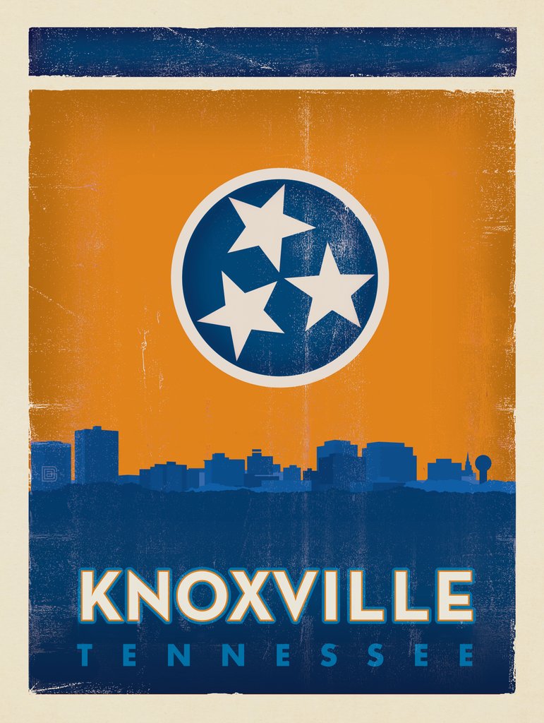 State Flag Knox Skyline: Big Orange - Metal Sign - Artwork