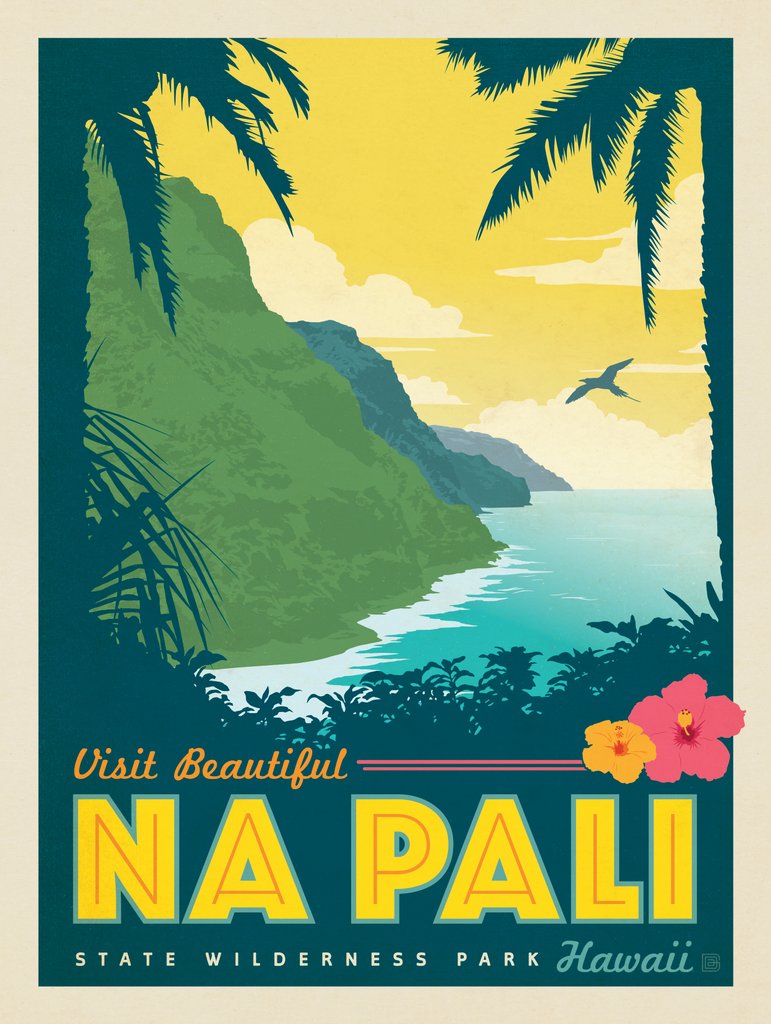 Hawaii: Na Pali State Wilderness Park - Metal Sign - Artwork