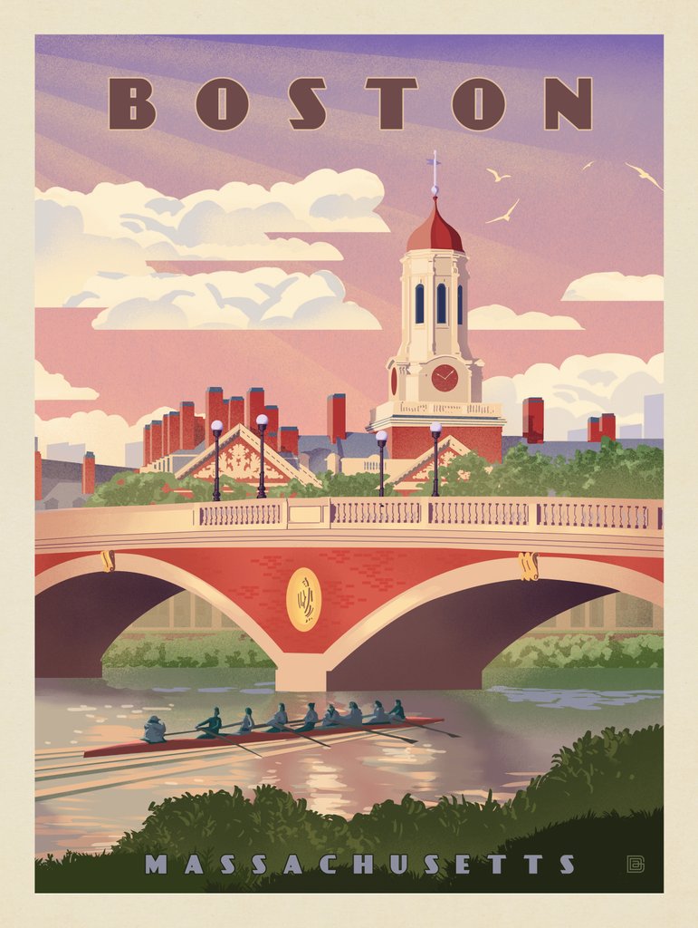 Boston: Anderson Memorial Bridge - Metal Sign - Artwork