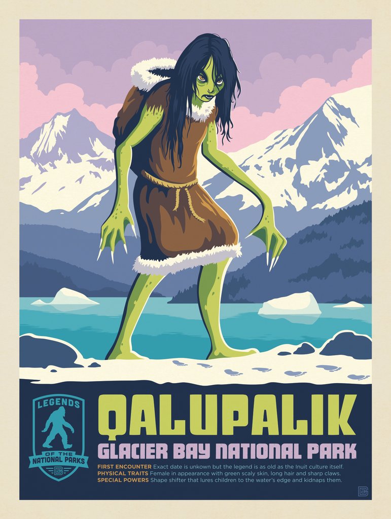 Legends Of The National Parks: Glacier Bay's Qalupalik - Postcards - Artwork