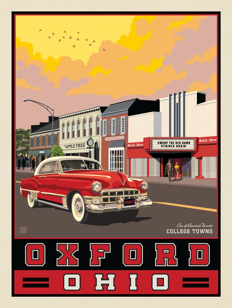American College Towns: Oxford, Ohio - Postcards - Artwork