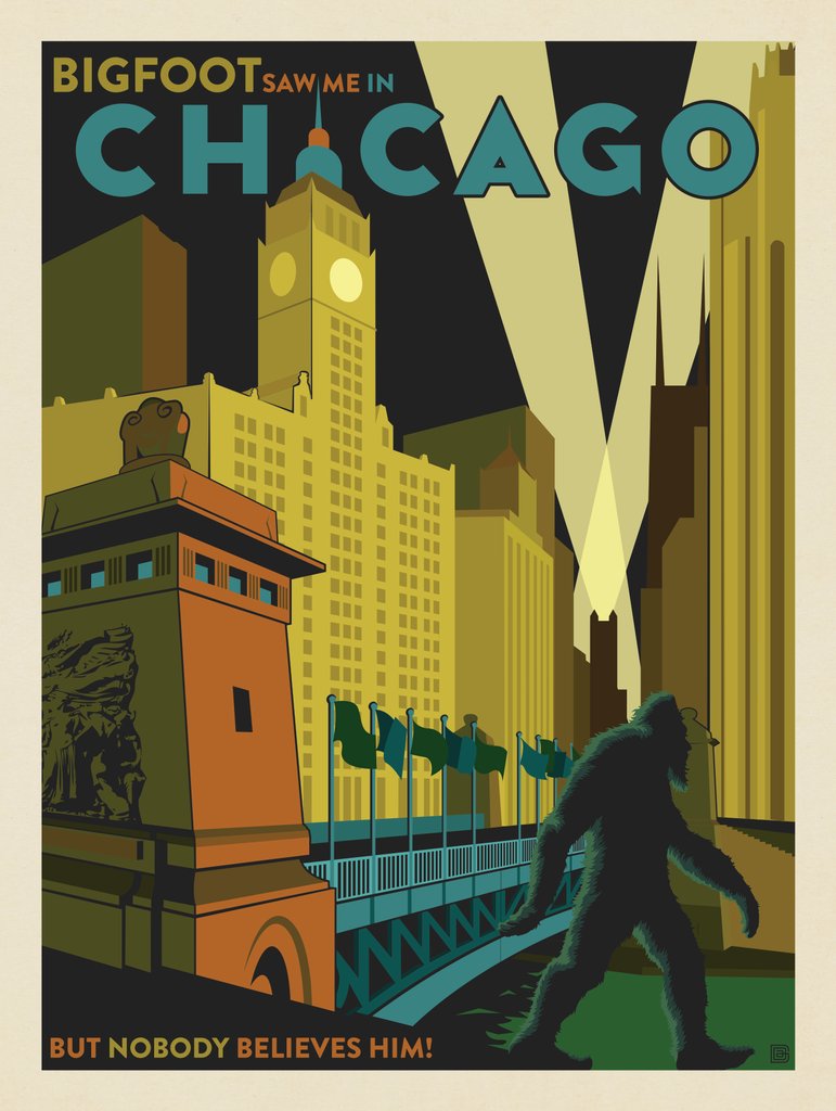 Chicago, IL: Bigfoot Sighting - Metal Sign - Artwork