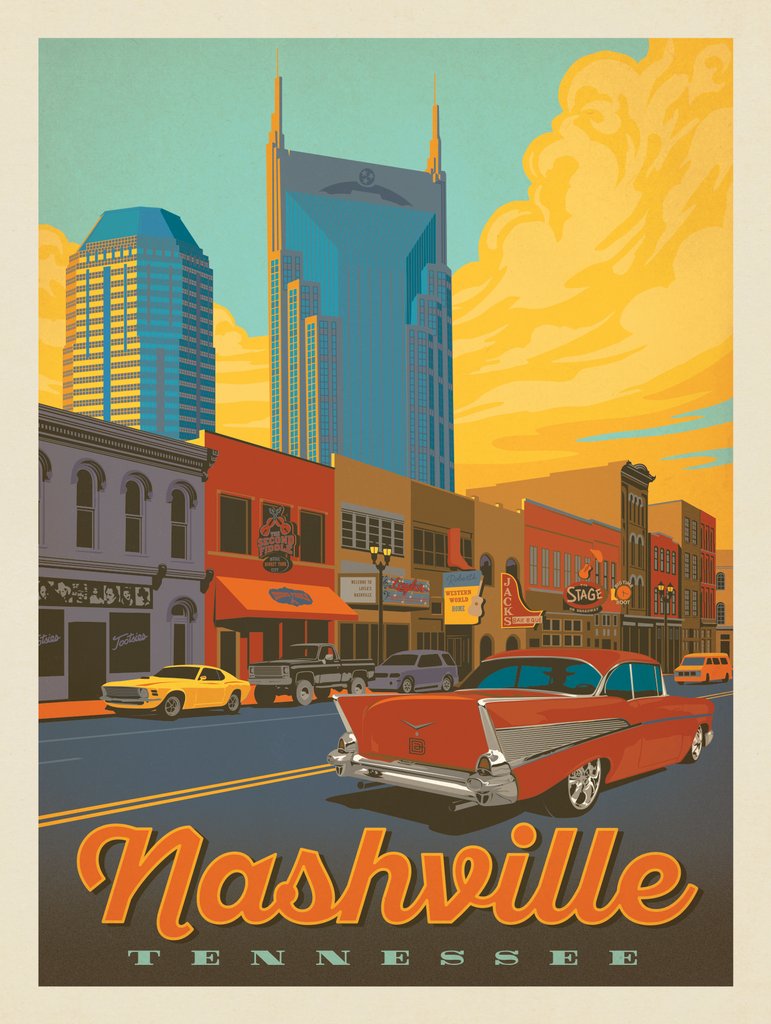 Nashville: Broadway Sunset - Postcards - Artwork