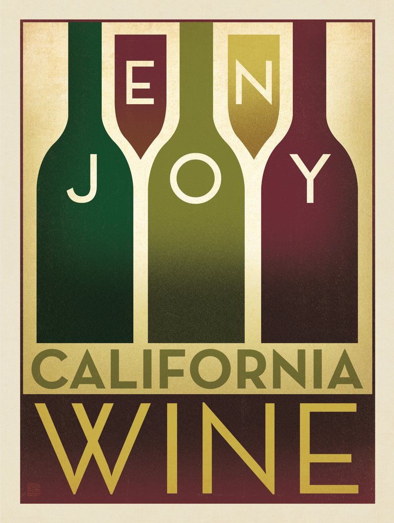 Enjoy California Wine - Art Print - Artwork