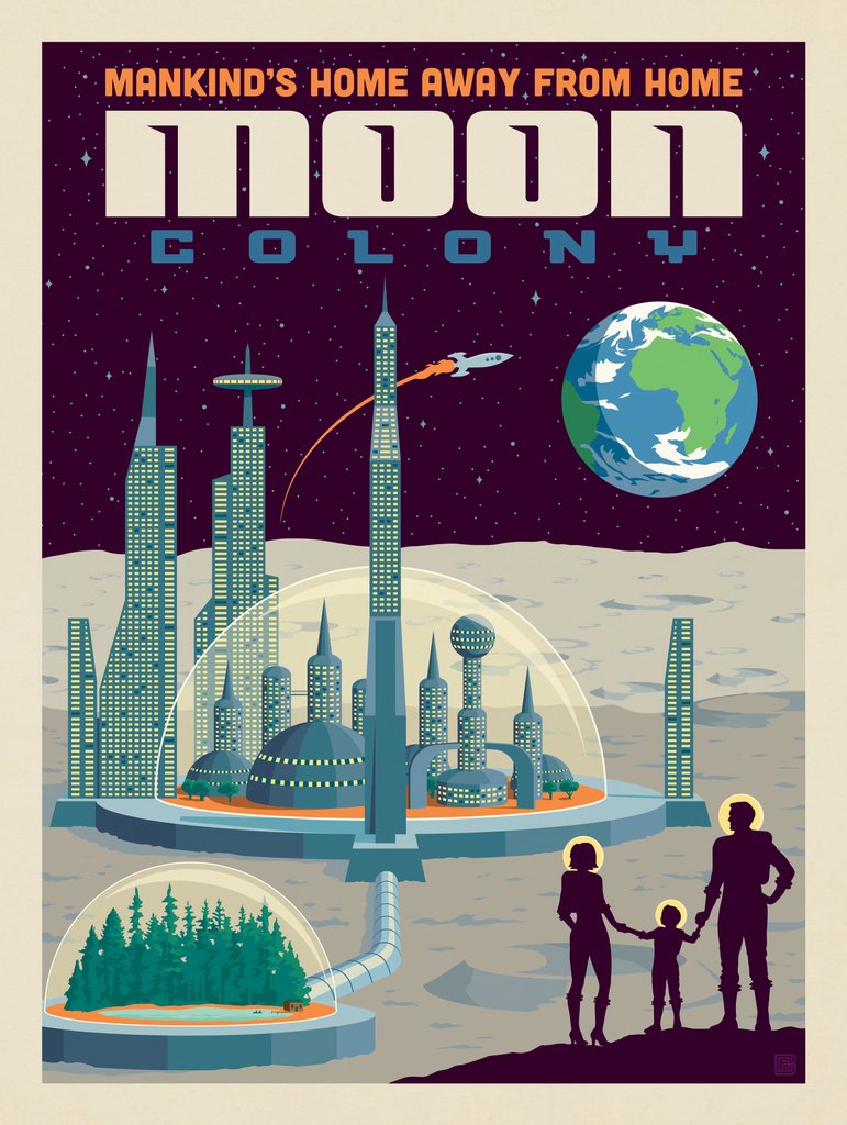 Moon Colony: Home Away From Home - Metal Sign - Artwork