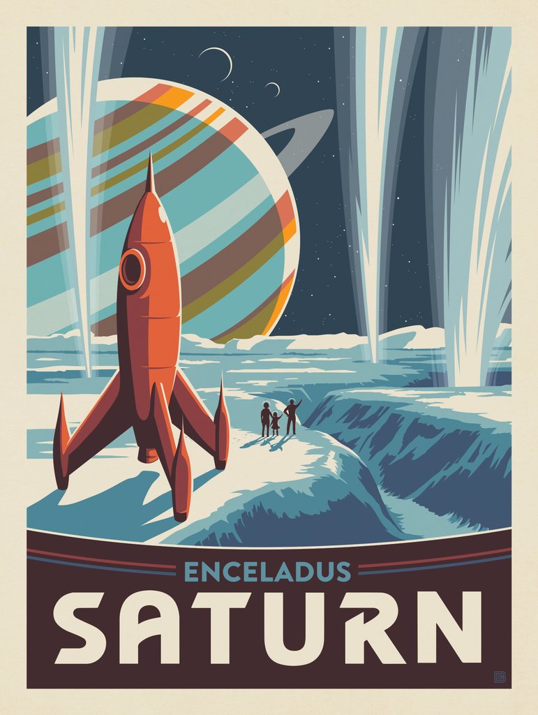 Saturn: Ice Moon Of Enceladus - Notecards - Artwork