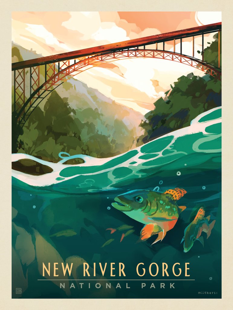 New River Gorge National Park & Preserve: Fish-Eye-View - Art Print - Artwork