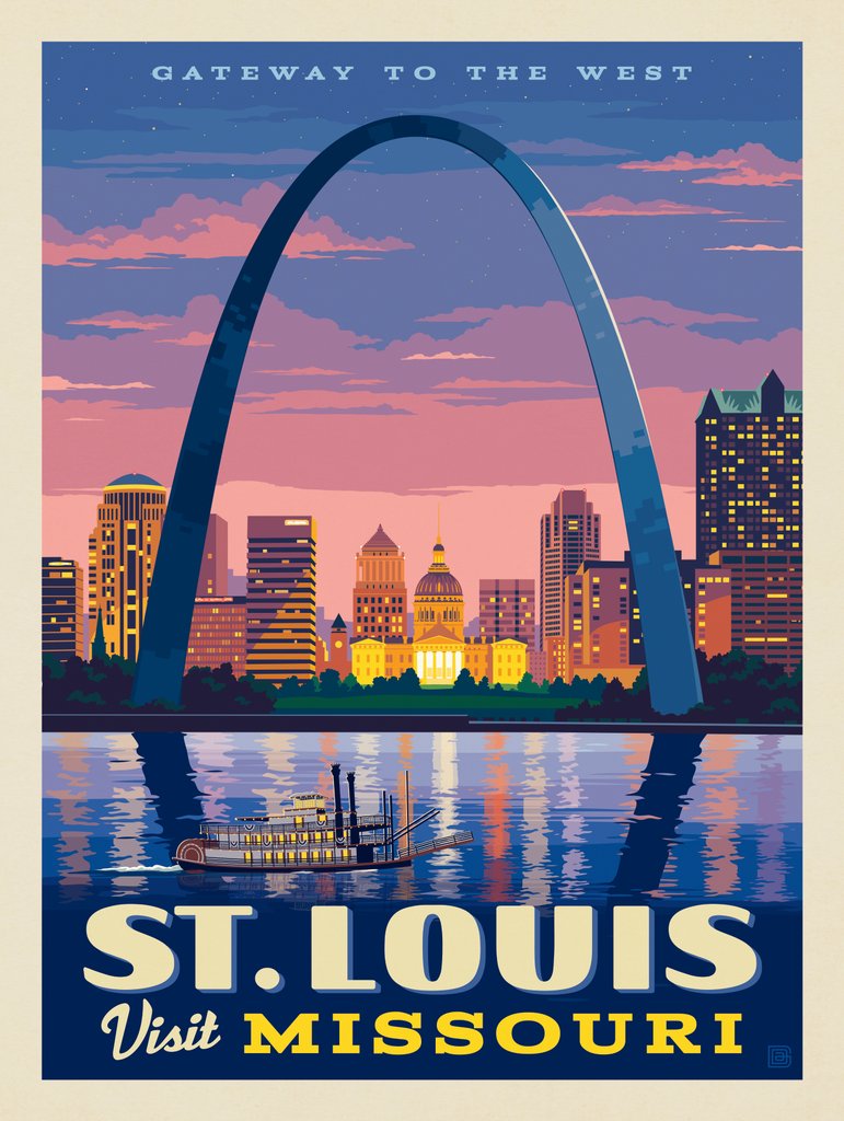 MO—Visit Missouri: St. Louis, Gateway Arch - Postcards - Artwork