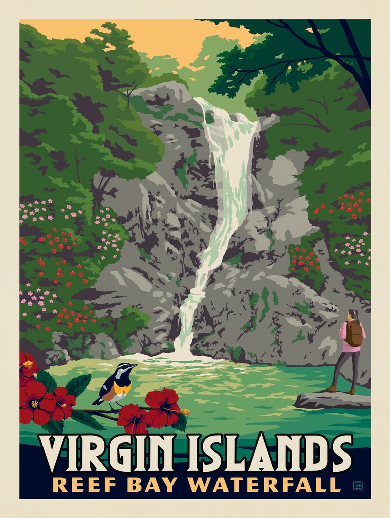 Virgin Islands National Park: Reef Bay Waterfall - Art Print - Artwork