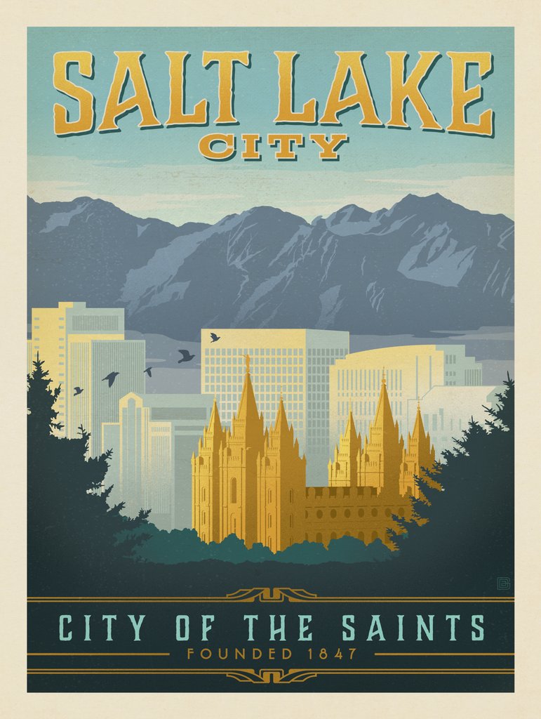 Salt Lake City, Utah - Metal Sign - Artwork