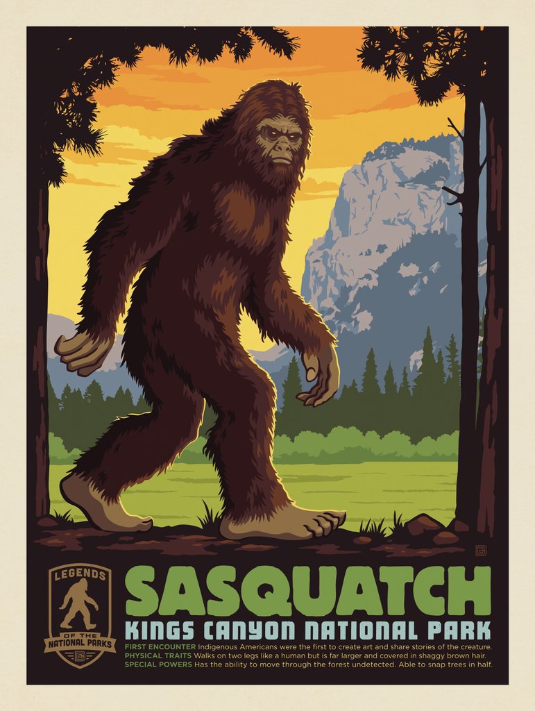 Legends Of The National Parks: Kings Canyon's Sasquatch - Art Print - Artwork