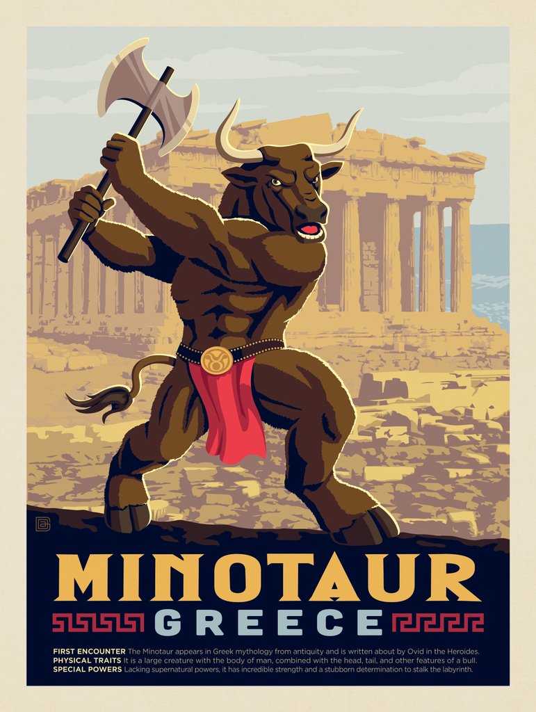 Mythical Creatures: Minotaur (Greece) - Postcards - Artwork