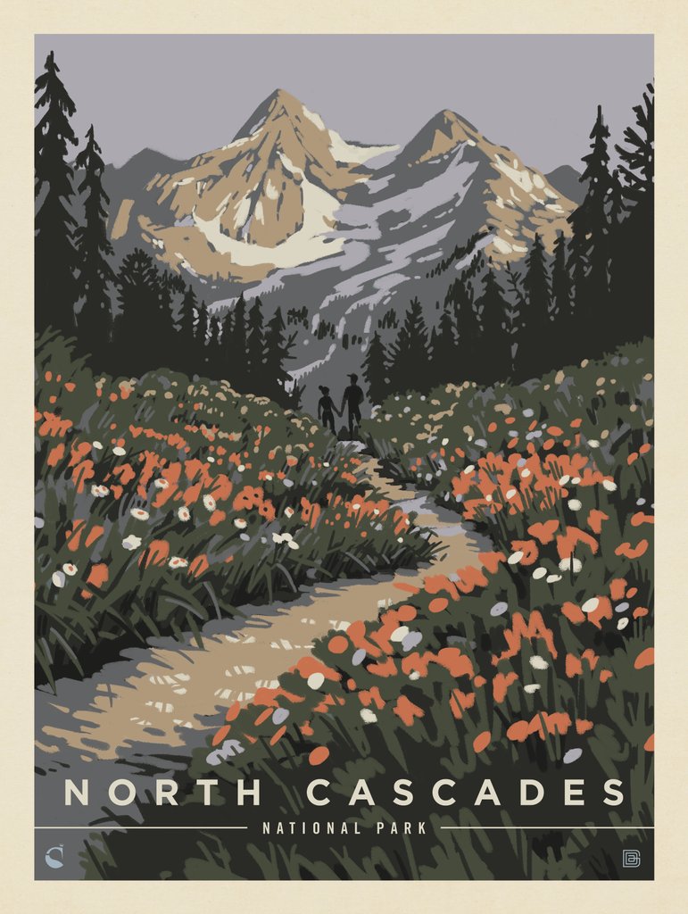North Cascades National Park: Summer Hike - Metal Sign - Artwork