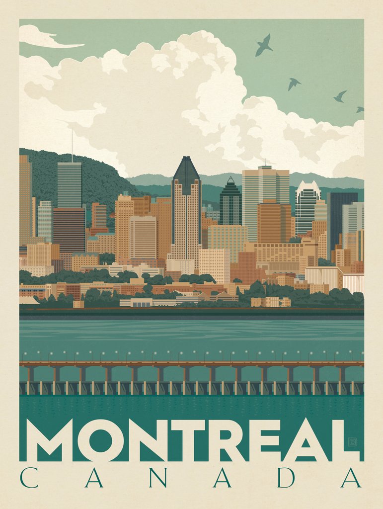 Canada: Montreal Skyline - Notecards - Artwork