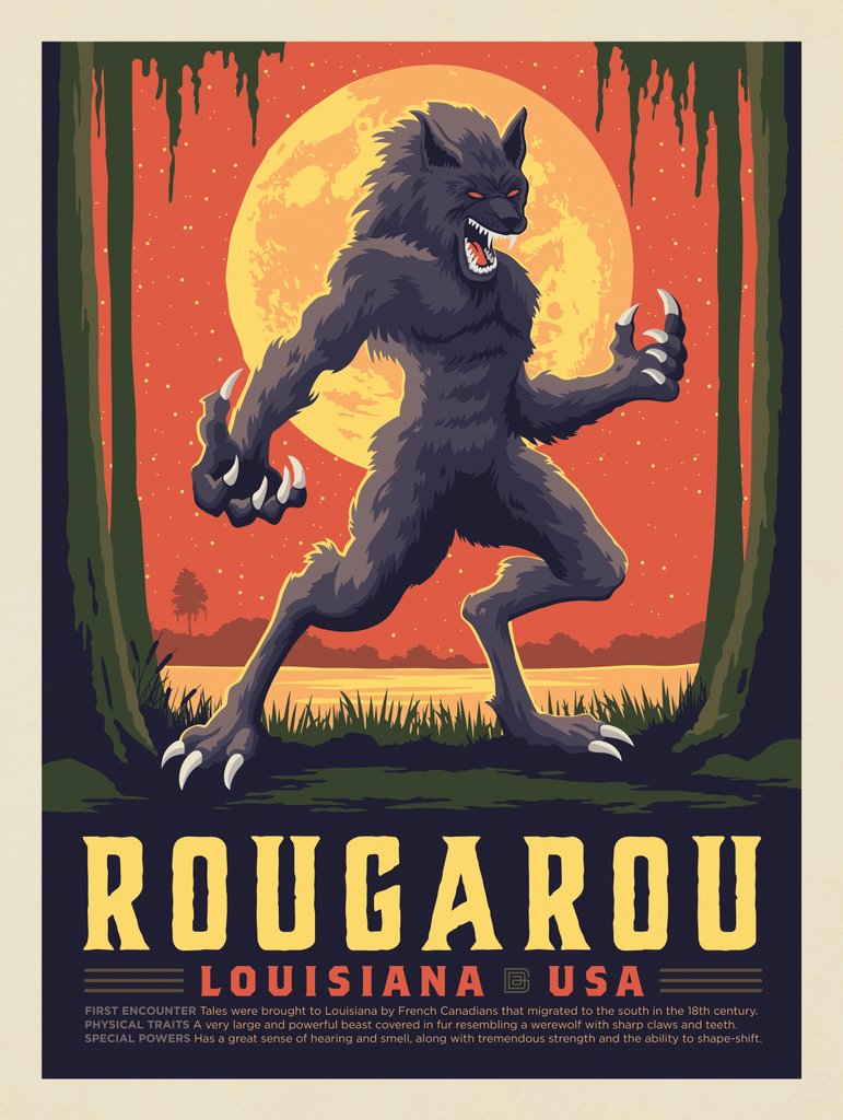 Mythical Creatures: Rougarou (Louisiana, USA) - Metal Sign - Artwork