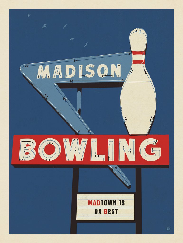 Madison Bowling Alley - Metal Sign - Artwork