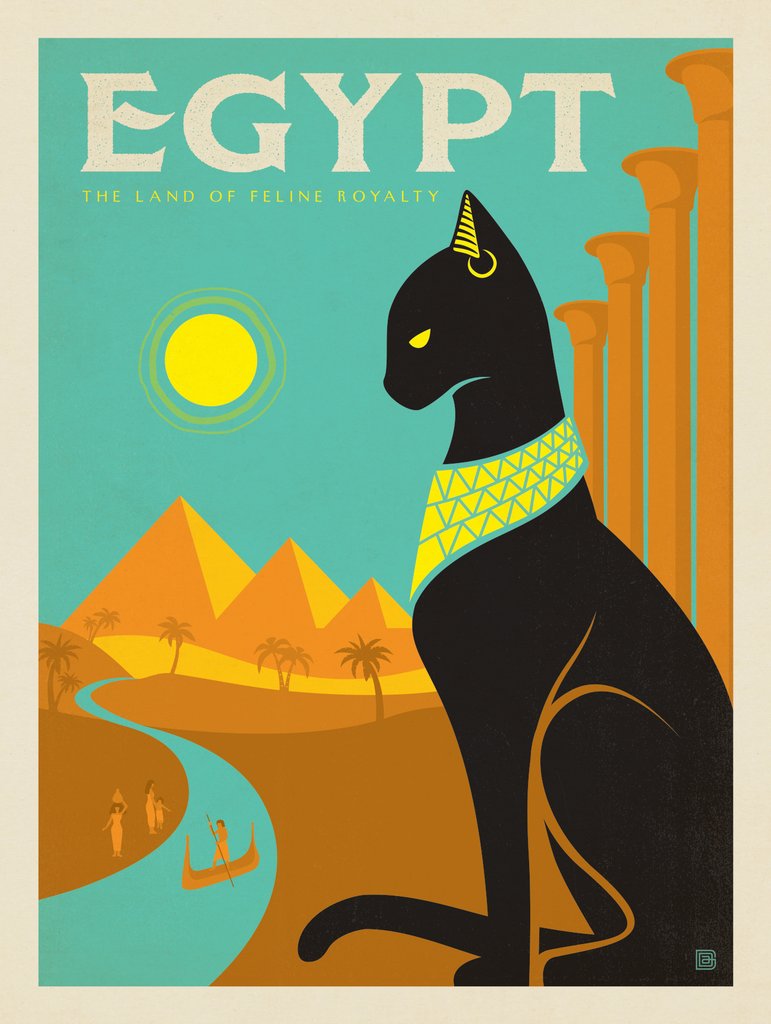 Egypt: Land of Feline Royalty - Metal Sign - Artwork