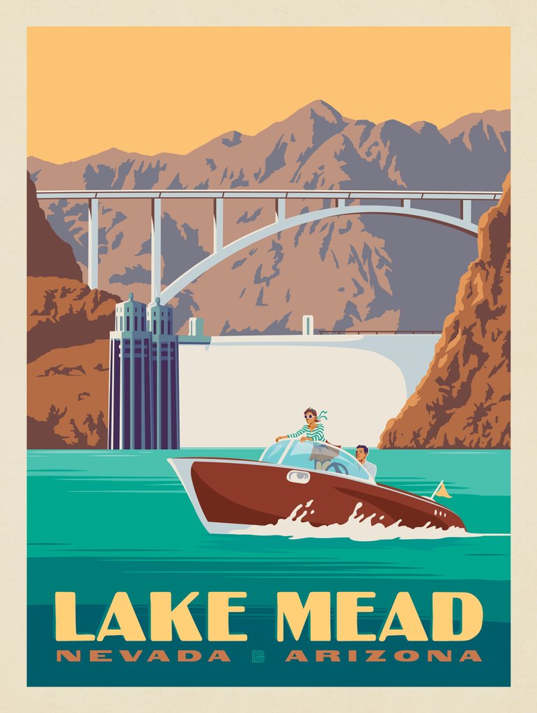Lake Mead: Nevada, Arizona - Metal Sign - Artwork