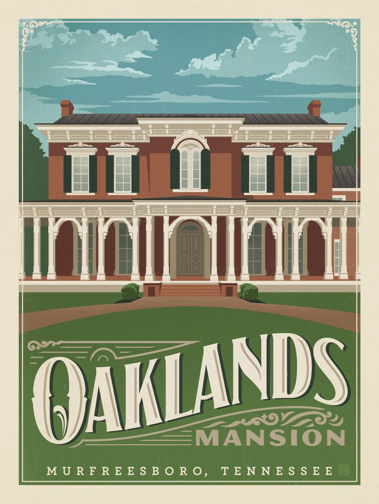 Rutherford County: Oaklands Historic Museum - Postcards - Artwork