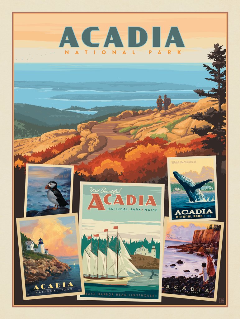 Acadia National Park: Collage Print - Metal Sign - Artwork