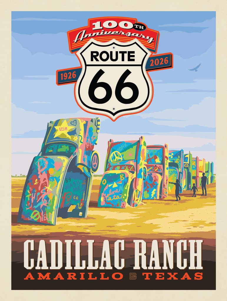 100th Anniversary Of Route 66 (Cadillac Ranch) - Canvas - Artwork