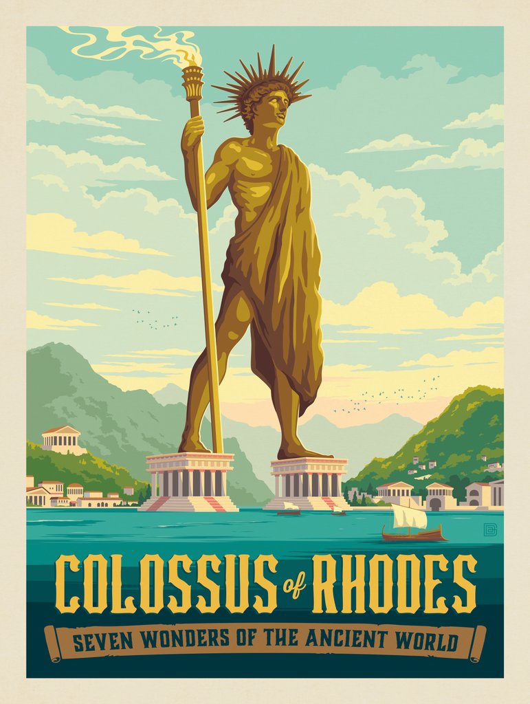 7 Wonders of the Ancient World: The Colossus of Rhodes - Art Print - Artwork