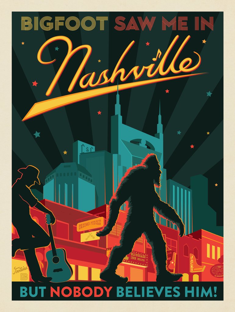 Nashville, TN: Bigfoot Sighting - Postcards - Artwork