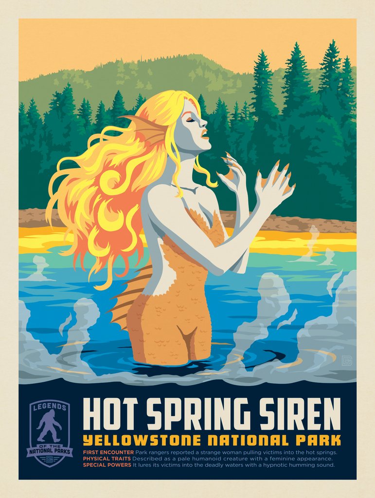Legends Of The National Parks: Yellowstone's Hot Spring Siren - Art Print - Artwork
