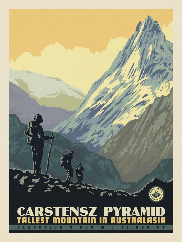 7 Summits: Carstensz Pyramids-Tallest Mountain in Australasia - Postcards - Artwork