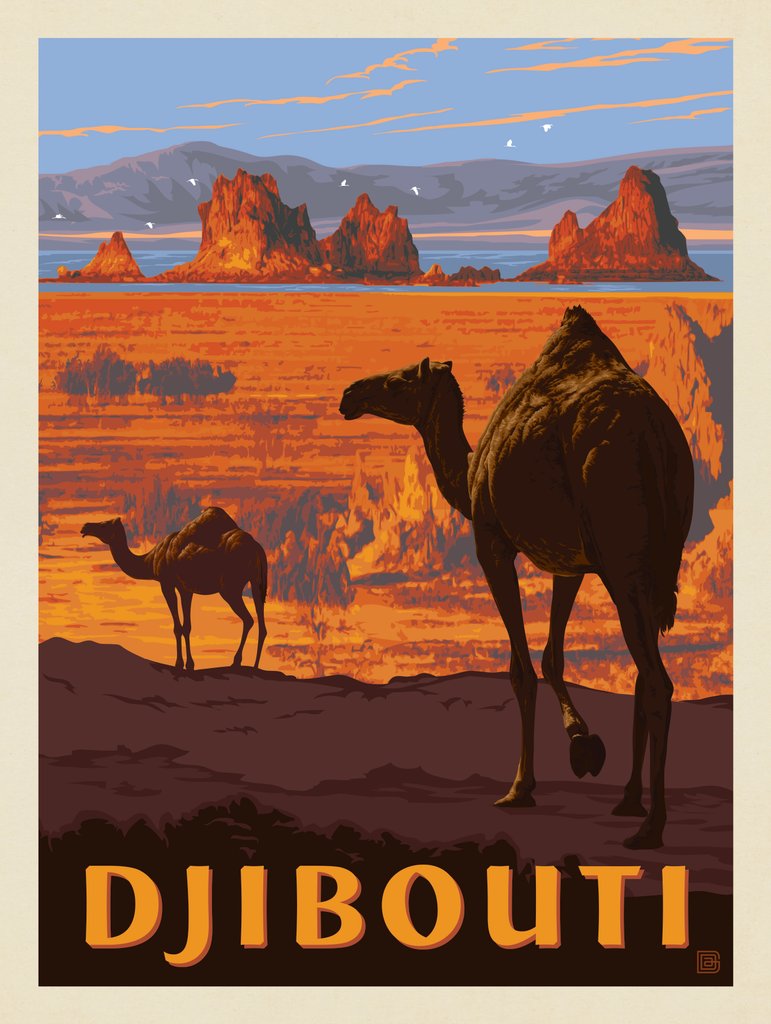 Djibouti, Africa - Metal Sign - Artwork