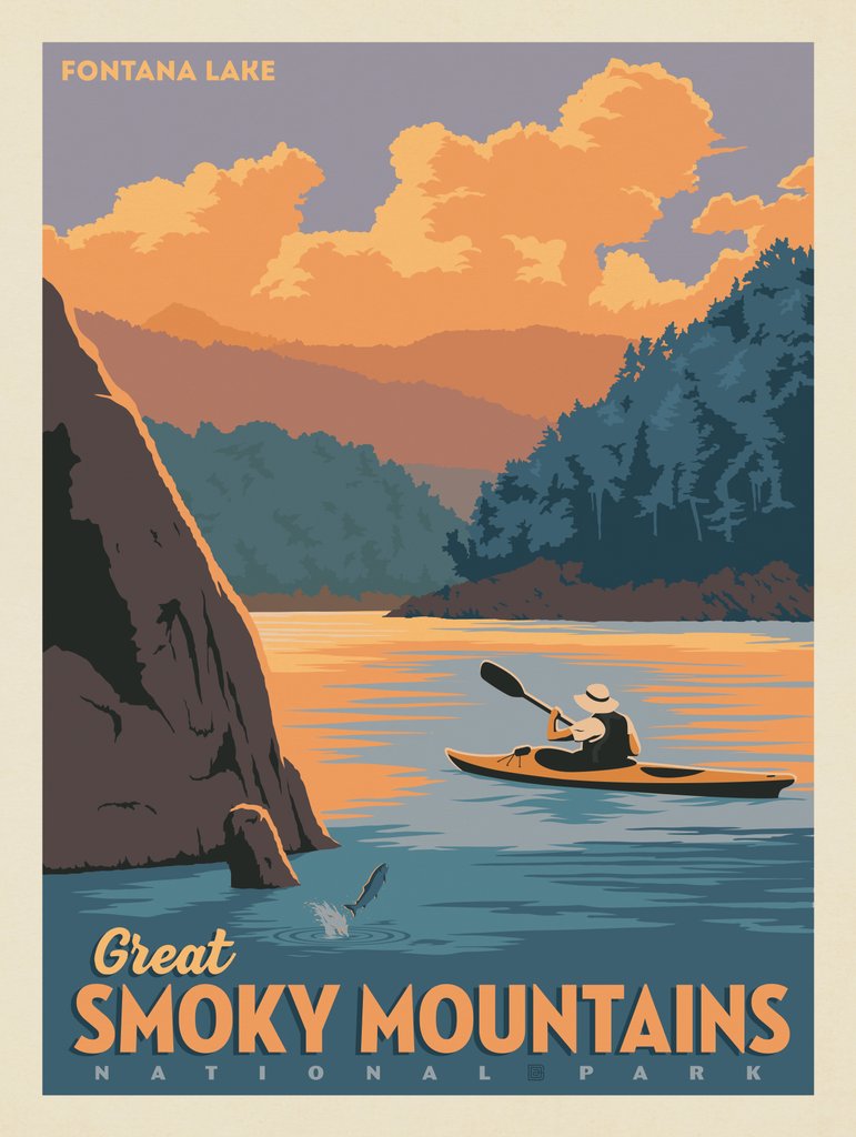 Great Smoky Mountains National Park: Fontana Lake - Metal Sign - Artwork