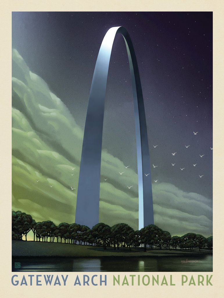 Gateway Arch National Park: Evening Glow - Metal Sign - Artwork