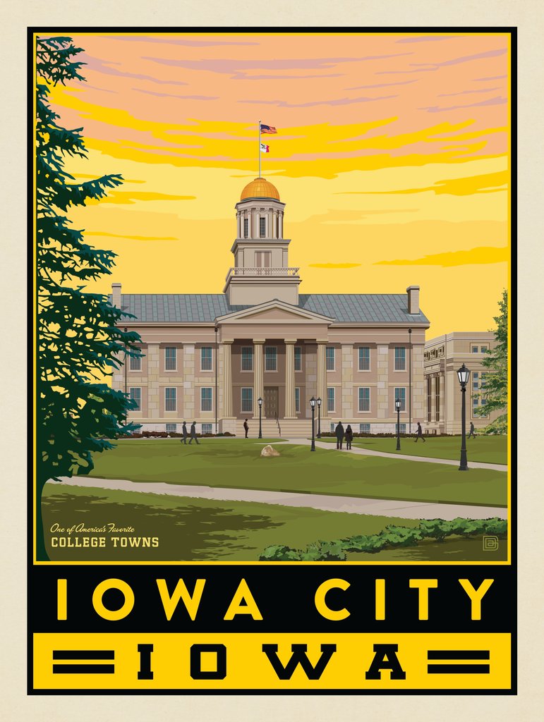 American College Towns: Iowa City, Iowa - Notecards - Artwork