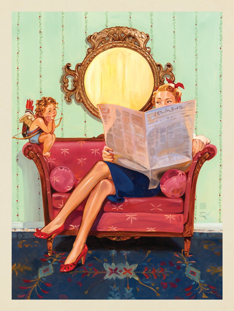 Wall Calendar 02-February: Pesky Little Cupid! - Notecards - Artwork
