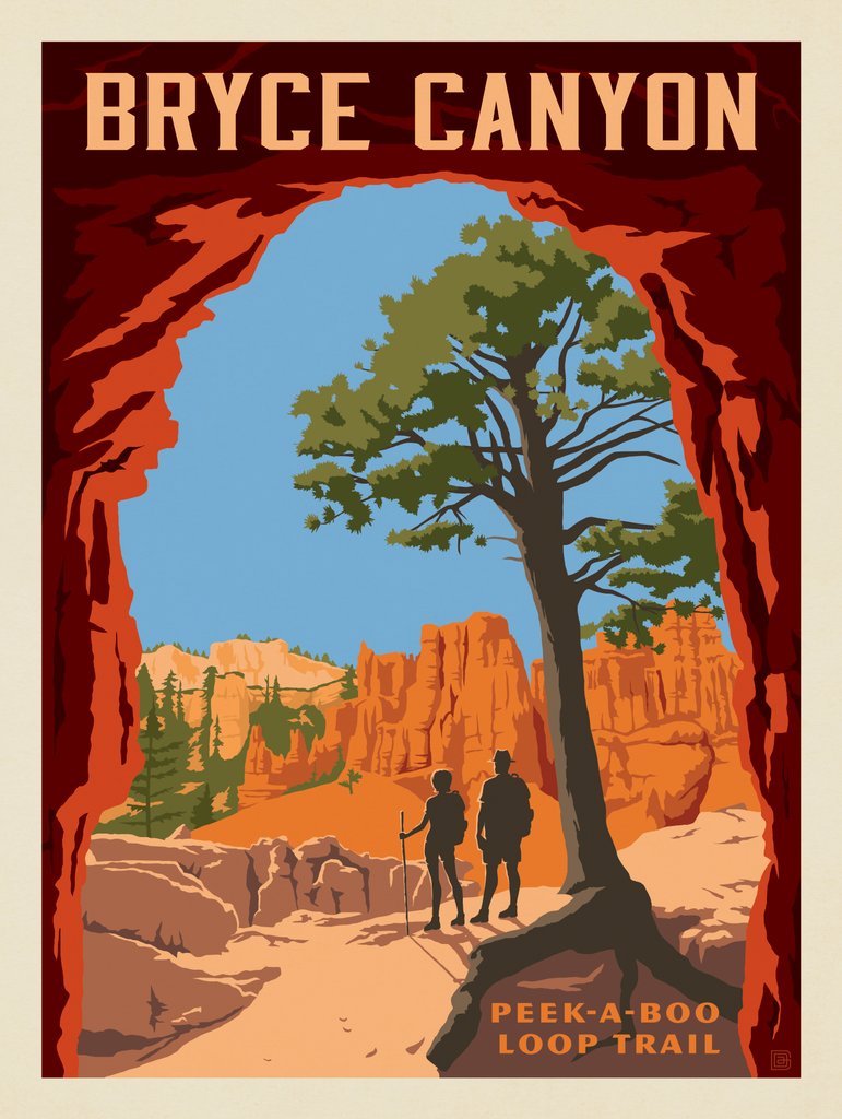 Bryce Canyon National Park: Peekaboo Trail - Metal Sign - Artwork