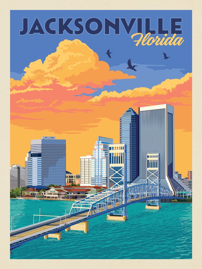 Jacksonville, FL - Postcards - Artwork