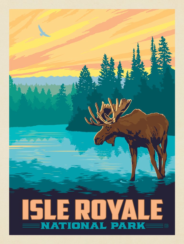 Isle Royale National Park: Morning Moose - Metal Sign - Artwork
