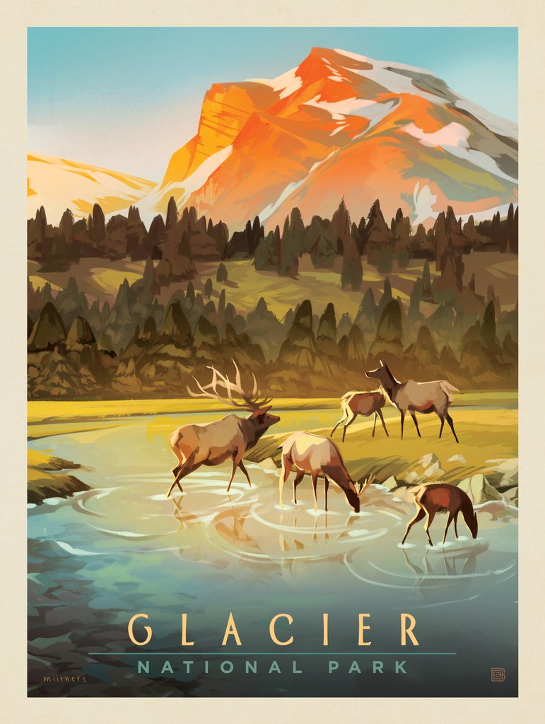 Glacier National Park: Happy Herd - Metal Sign - Artwork