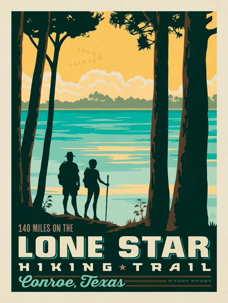 Conroe, TX: Lone Star Hiking Trail - Art Print - Artwork