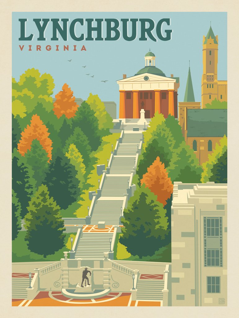 Lynchburg, Virginia: Courthouse Hill - Art Print - Artwork
