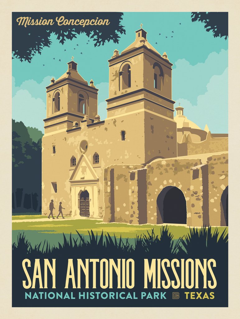 San Antonio Missions National Historic Park: Mission Concepcion - Notecards - Artwork