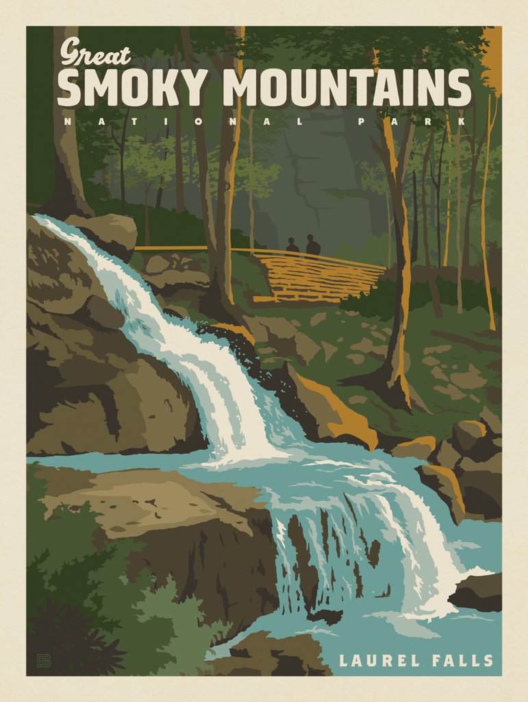 Great Smoky Mountains National Park: Laurel Falls - Canvas - Artwork