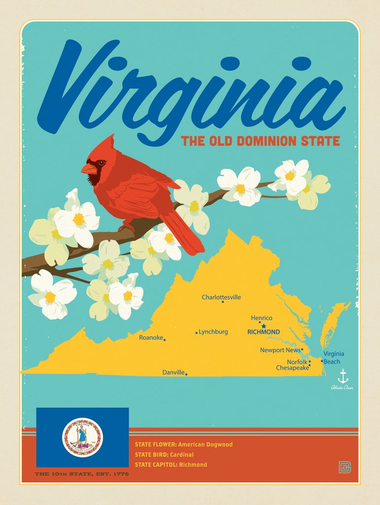 Virginia Map - Canvas - Artwork