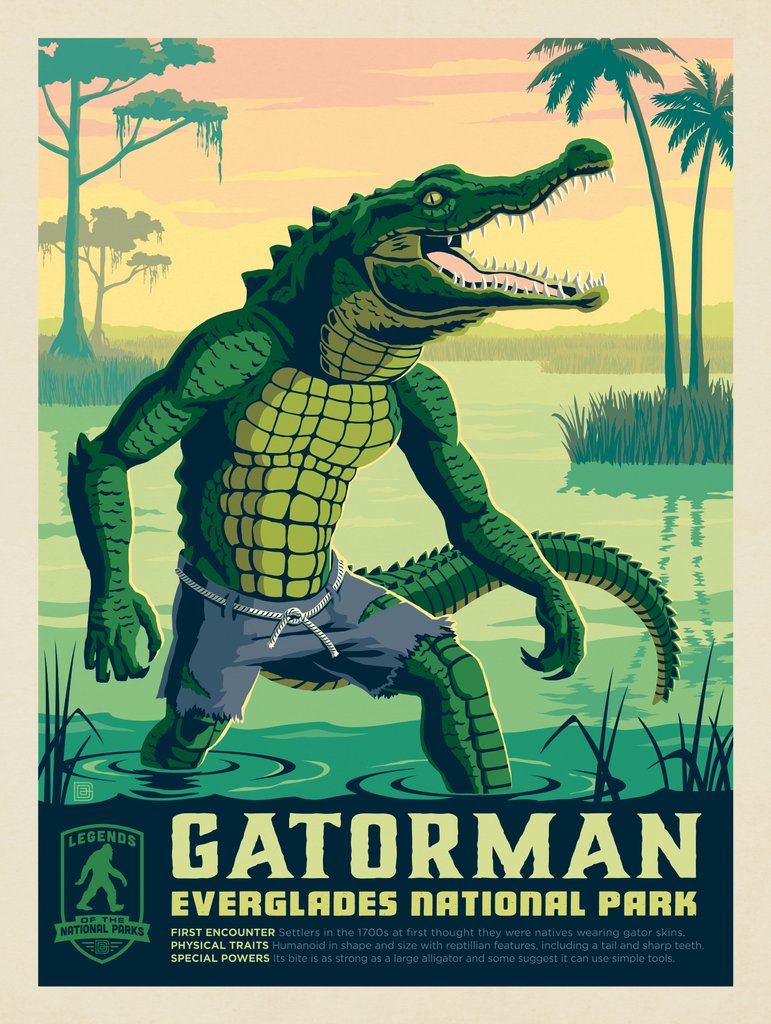 Legends Of The National Parks: Everglade's Gatorman - Metal Sign - Artwork