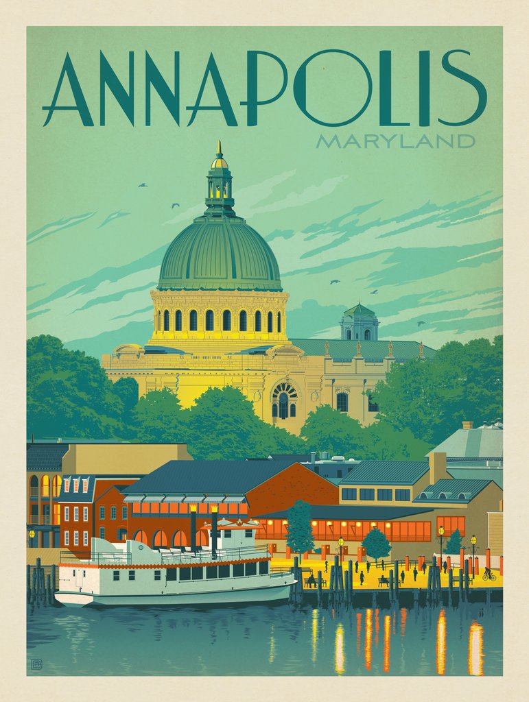 Annapolis, Maryland - Metal Sign - Artwork