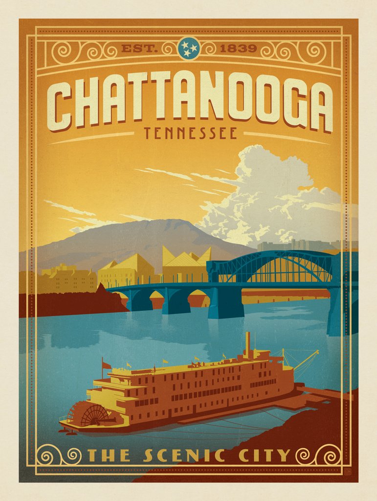 Chattanooga, TN - Postcards - Artwork
