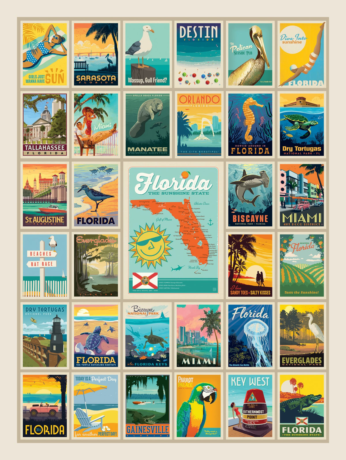 Florida: Multi-Image Print - Puzzle - Artwork