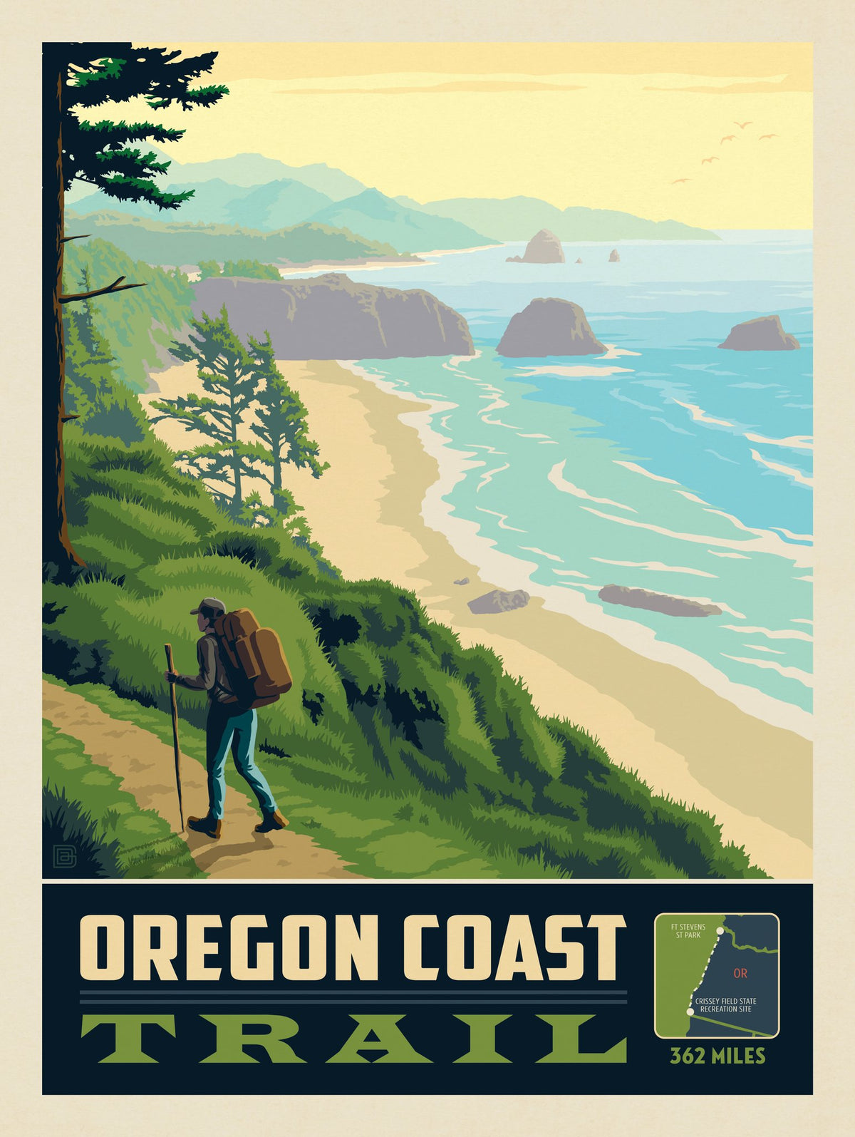American Hiking Trails: Oregon Coast Trail - Puzzle - Artwork