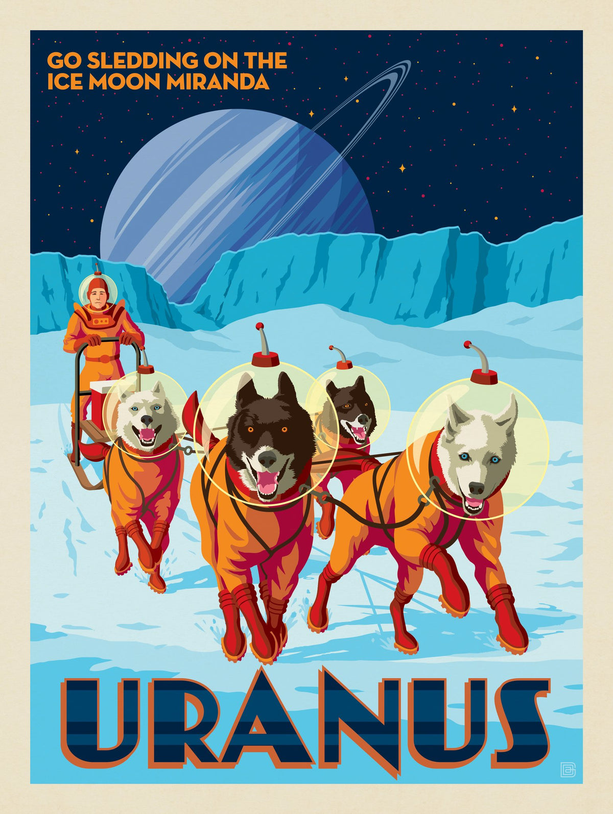 Uranus: Dog Sledding On The Ice Moon Miranda - Puzzle - Artwork