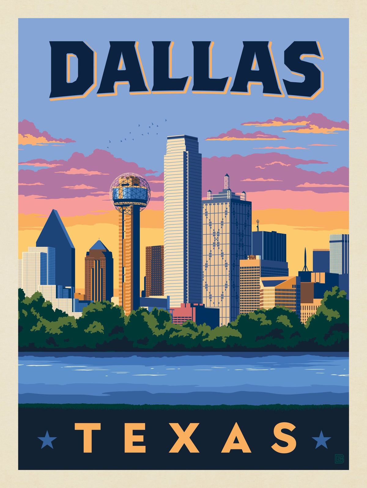 Dallas, Texas: Downtown River View - Puzzle - Artwork